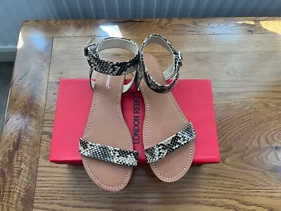 London Rebel Womens Camille Sandal In Snakeskin With Ankle Buckle • £20