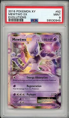 2016 Pokemon XY Evolutions Mewtwo EX #52 PSA 9 • $25