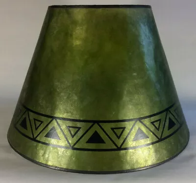 New Craftsmen Green Empire Shaped Mica Lamp Shade W/ Geometric Design Print 709E • $104.88