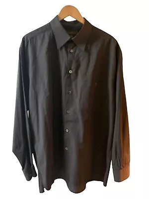 Ermenegildo Zegna Mens Gray Brown Checked Button Up Cotton Dress Shirt Italy XXL • $26.99