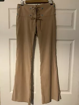 Vintage Blue Flared Legged Tan Pants Super Soft Embellished Size 5 • $15