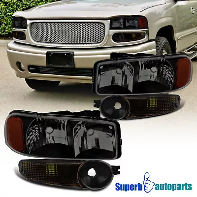 For 00-06 GMC Sierra 1500 2500 3500 Yukon XL Denali Smoke Headlight+Bumper Light • $69.98