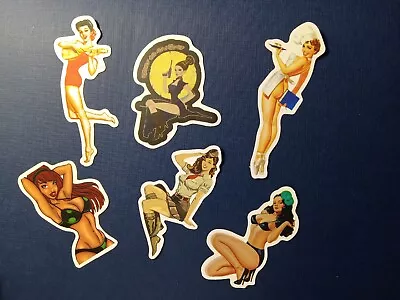 Six Vintage Retro Stickers Adult Pin Up Sexy Lady (B5) • $3