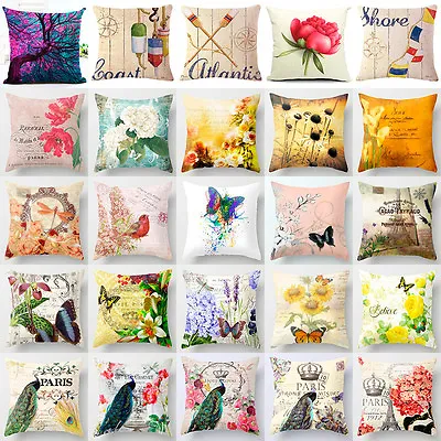 18'' Vintage Flower Cotton Linen Throw Pillow Case Cushion Cover Home Decor • $3.99