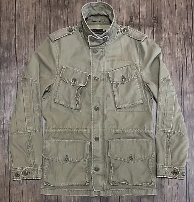 Vintage J CREW Broken In Military Fatigue Field Jacket Oversized Size Small • $39.99