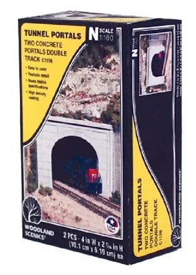 N Scale Woodland Scenics C1156 Concrete Double Track Tunnel Portal (2) Pcs • $12.74