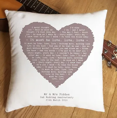 £27.90 • Buy Madness It Must Be Love Lyrics Heart Cushion 2nd Cotton Wedding Anniversary Gift