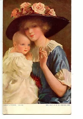 Daddy's Picture-Mother Shows Locket Photo To Baby-Vintage Victrola Adv Postcard • $8.50