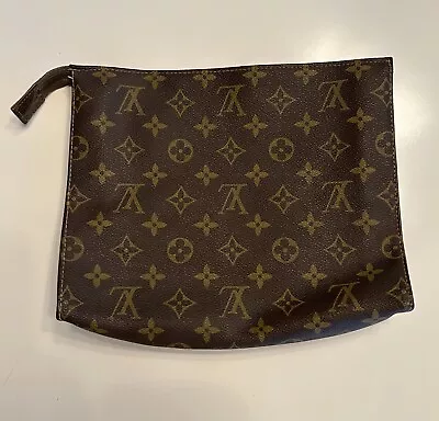 Vintage Louis Vuitton Toiletry/cosmetic Zipper Pouch Brown Monogram Canvas • $90