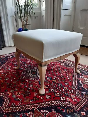 A Vintage Reupholstered Parker Knoll Style Footstool/Seat With Queen Anne Legs • £135
