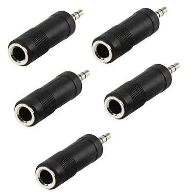 3.5mm Stereo Jack Plug To 6.3mm Stereo Jack Socket Adapter - Pack Of 5 • £2.99