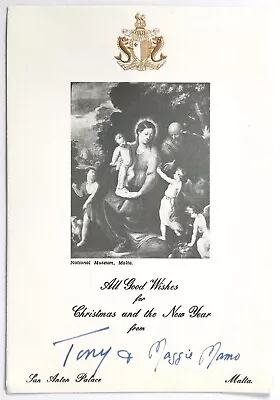 Signed MALTA Christmas Card SIR ANTHONY MAMO & Margaret Mamo San Anton Palace • $195