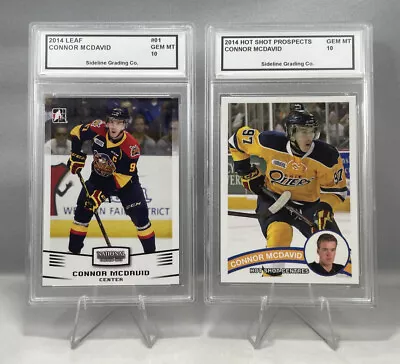 Connor McDavid Graded 10 Gem Mint Rookie Set 2014 Hot Shot & Leaf CHL Prospects • $24.27