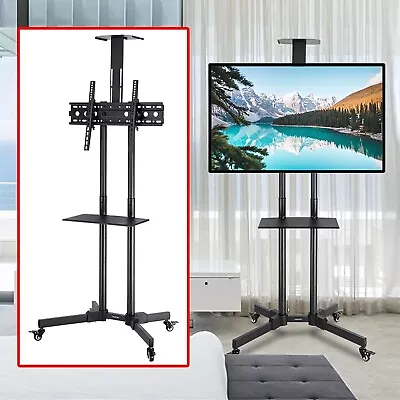 Rolling Portable 70  TV Mobile Floor Stand Cart Mount Adjustable Height 60KG • £44.99