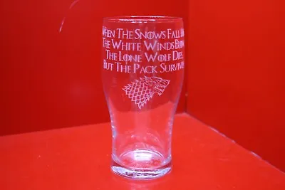 £12 • Buy Engraved Pint Glass Game Of Thrones Ed Stark Snows Fall And The White Winds Blow