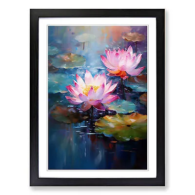 Lotus Flower Impressionism No.2 Wall Art Print Framed Canvas Picture Poster • $36.03