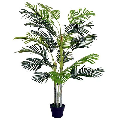 Outsunny 150cm(5ft) Palm Tree Artificial Faux Decor Green Plant Home Office • £49.99