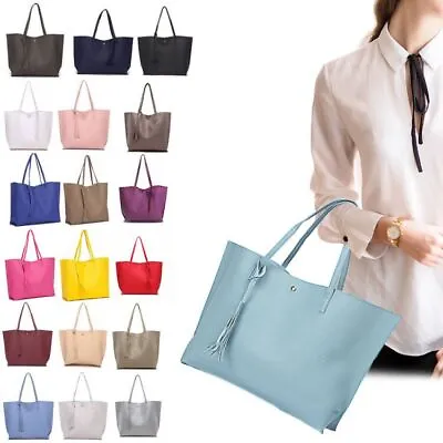 £9.99 • Buy New Women's Large Designer Tote Handbag Shoulder Faux Leather Shopper Bag Tassel