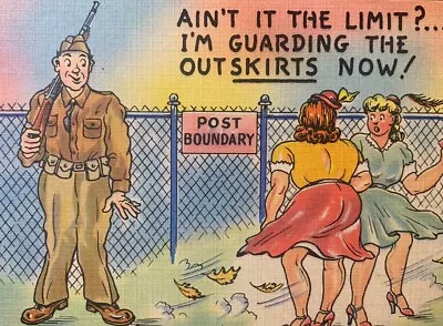 US Army Postcard Aint It The Limit Vintage Risque Patriotic Worldwide • $3.99