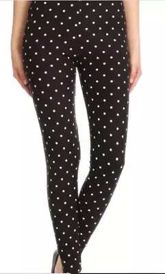 PLUS SIZE BLACK WHITE POLKA DOT Leggings Fits Sizes 12-18 NWT • $8.95