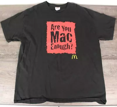 Men's Vintage RARE McDonalds Shirt Black Are You Mac Enough Big Mac Fast Food XL • $39.95