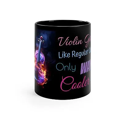 Violin Girl- 11oz Black Mug • $11.94