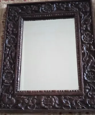 Mirror Oak Carved Floral 45x36.5cm Vtg Wall Hanging Decor Granny Cottage Core Gd • £97.50