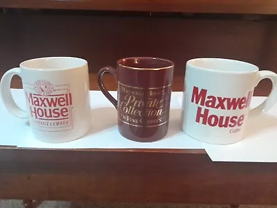 Maxwell House Coffee Cups Lot Of 3 Ceramic Cups Coffee Mugs • $8