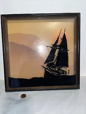 Sailboat Shadow Art Box 1974 Virgil Thrasher Lucid Lines Sunset 10.5 X10.5  • $19.99