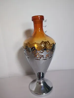 Vtg Farber Bros Krome Kraft Art Deco Amberina 11 1/2  Decanter Bottle • $34.50