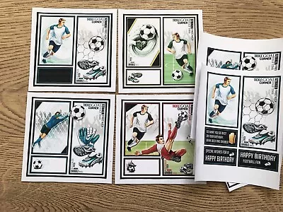 £2.99 • Buy Set Of 4 Handmade Football Themed Birthday Card Toppers And Sentiments.
