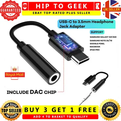 USB Type C To 3.5mm Headphone Jack Adapter Cable For Samsung Galaxy S22+ Ultra • £3.99