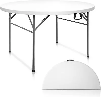 48  Round Bi-Folding Commercial Table Plastic Dining Card Table For Outdoor • $64.99