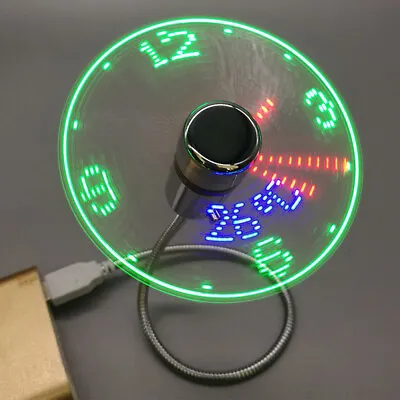 LED Clock Fan USB Powered USB Gadgets Time Temperature Display Hand Mini USB Fan • $15.69