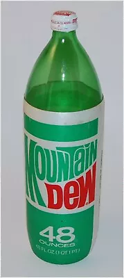 Vintage Funky Big 48oz  Torpedo  Shaped Mountain Dew Foam Label Glass Bottle! • $21.50