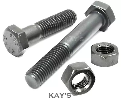 £5.17 • Buy M12 Part Threaded Hexagon Head Bolts & Nuts High Tensile Grade 10.9 Black Screws