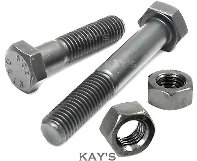 M12 Part Threaded Hexagon Head Bolts & Nuts High Tensile Grade 10.9 Black Screws • £6.03