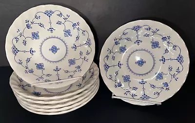 Myott Finlandia Five (7) Cereal Bowls England 6.5  Blue White Vintage • $60