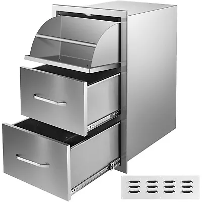 VEVOR 17 Wx30Hx21D Outdoor Kitchen Triple Drawer BBQ Island Stainless Steel • $230.39