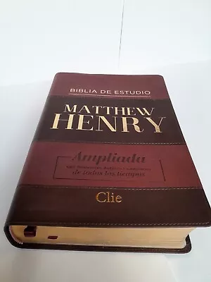 Biblia De Estudio Matthew Henry Ampliada Rvr Imi Piel Cafe Con Indice • $54.99