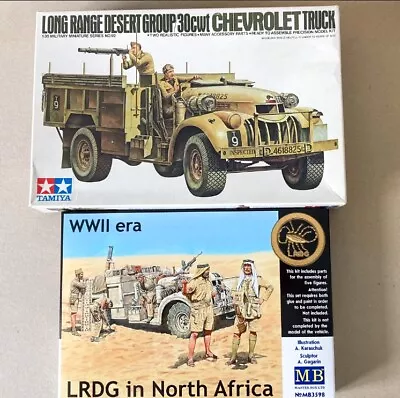 TAMIYA 1:35 LONG RANGE DESERT GROUP 30CWT CHEVROLET TRUCK KIT + MB LRDG Figures • £48