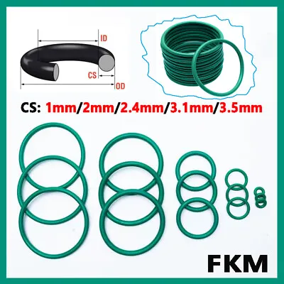 Rubber FKM O Ring Seals Fluorine Rubber Gasket 1/2/2.4/3.1/3.5mm Cross Section • £2.99