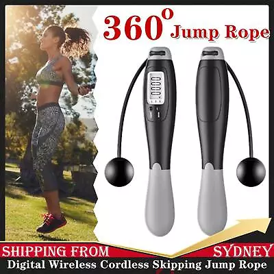 Digital Wireless Cordless Skipping Jump Rope Fitness With Calorie Counter AUS • $11.98