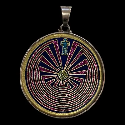 $55.55 • Buy Man In The Maze Sacred Geometry Pendant Jewelry Necklace In .925 Sterling Silver