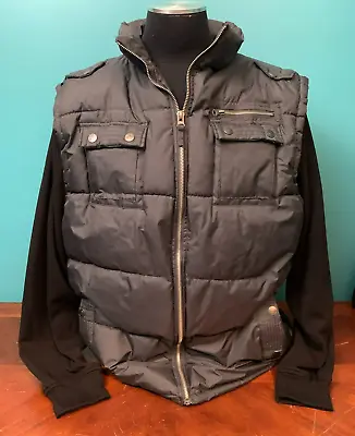 The Research & Development Men's Puffer Vest Hoodie Jacket - 4XL Gray & Black • $29.99