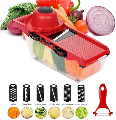 8in1 Mandoline Slicer Vegetable Cutter Fruit Food Chopper Peeler Grater Tool • £9.89