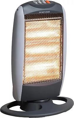 1200w Halogen Heater With Tip Over Cut-Out 3 Heat Settings Instant Heat Glow • £16.99