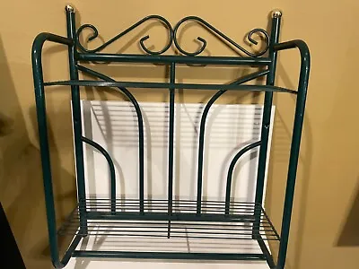 Vintage Metal Green Wall Mounted Shelf Rack Shabby Chic Cottage-core Farmhouse • $89