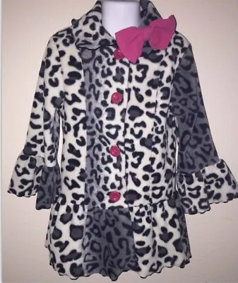 Girls Mack & Co. Leopard Print Coat With Pink Bow Size 4T • $15.99