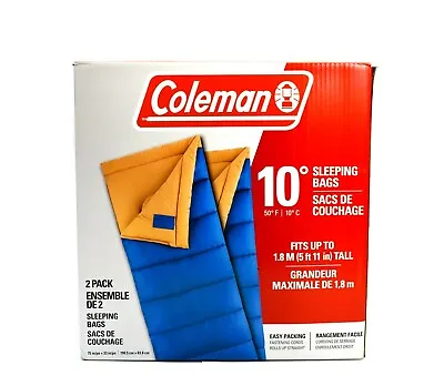 Coleman 10 Degree Sleeping Bags Fits Up To 1.80M(5ft. 11in) Talls 2 Packs • $69.95